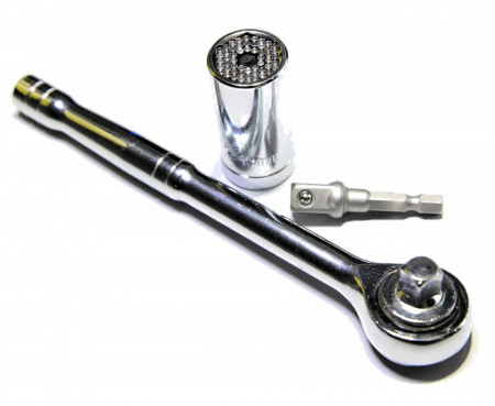 Universal socket wrench set with ratchet (7-19 mm)