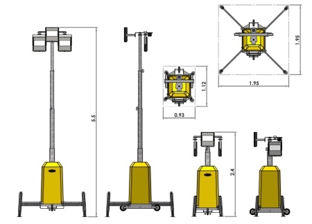 Schiță la sistemul iluminat antiex Wolf ATEX Towerlite WTL-230V