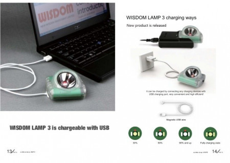 Instrucțiuni privind modul de încărcare la o lampă de cască Wisdom Lamp 3 ATEX