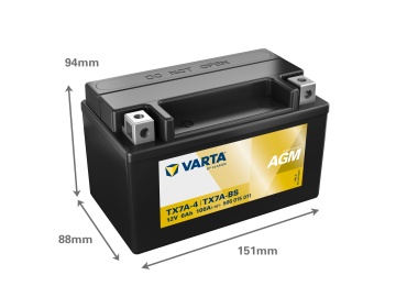 Мото Батерия AGM 12V 6Ah Varta Powersports TX7A-4 / 506015011