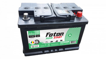 Baterie auto Foton Start AGM de 60Ah și 680A (Start&Stop)