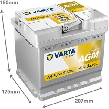 Autó akkumulátor Varta Dynamic AGM 50Ah 540A A9 550901054