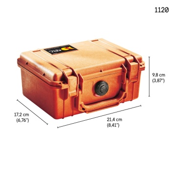 Dimensiunile la o Geanta rigidă plutitoare Peli SmallCase 1120 Orange