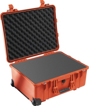 Troler rigid Peli Protector Large Case 1560 Orange cu burete Pick n Pluck