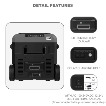 Schita cu caracteristici detaliate la frigiderul auto smart Foton 40L-B2W dual zone -20°C 12/24/220V.