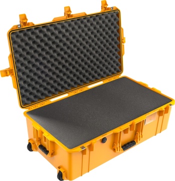 Troler si valiza de protectie Peli 1615 Air Case galben cu burete Pick N Pluck