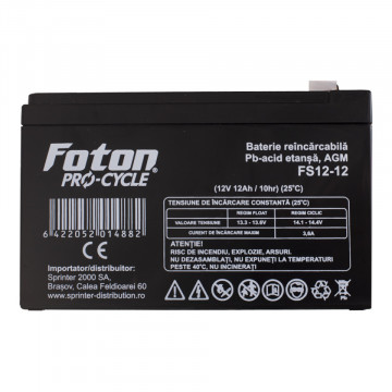 Acumulator staționar Foton FS12-12 de 12V și 12Ah