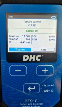 Tester digital acumulatori auto DHC BT910 cu printer (RO)