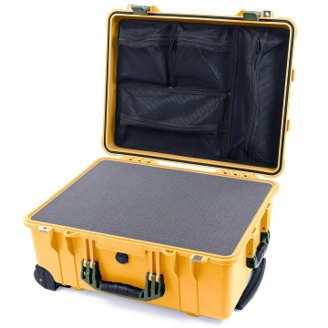 Troler rigid Peli Protector Large Case 1560 Galben cu lid organizer