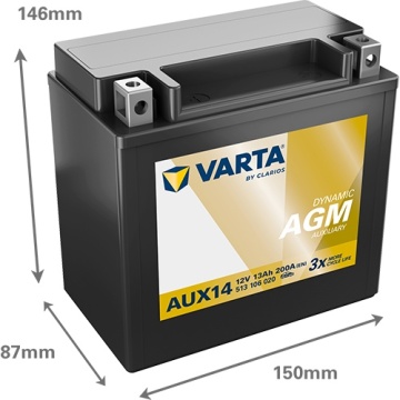 Autó akkumulátor Varta Dynamic AUX14 AGM 13Ah 200A