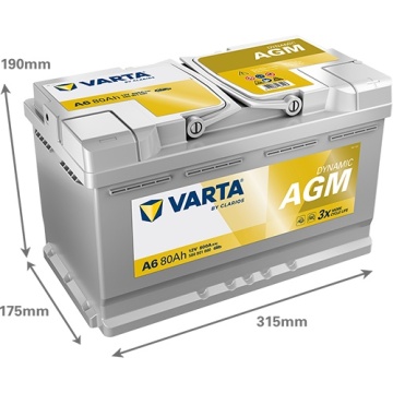 Autóakkumulátor Varta Dynamic AGM 80Ah 800A A6 580901080