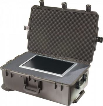 Geantă de protecție Peli Storm Case Im2950 cu burete Pick N Pluck utilizată pentru a proteja un monitor