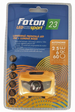 Lanternă frontală FOTON Sport HL6504 cu LED de 3W