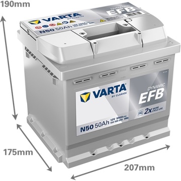 Varta Dynamic EFB 50Ah 550A N50 autó akkumulátor 550500055