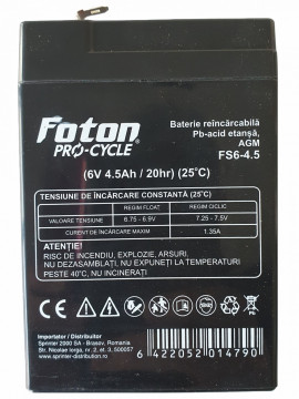 Acumulator VRLA Foton FS6-4.5 de 6V și 4.5Ah