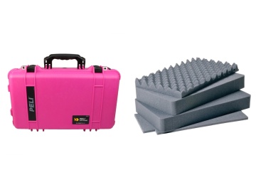 Troler rigid 2 in 1 Peli Carry-On Case 1510 Roz cu burete Pick N Pluck