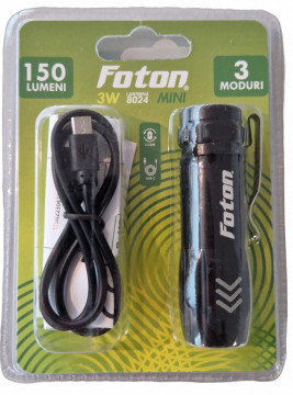 Lanternă Foton Mini 8024 reîncărcabilă prin USB în blister