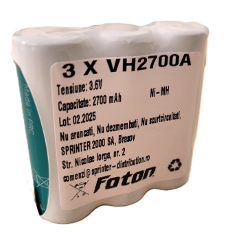 Acumulator 3VH2700A de 3.6V și 2700mAh pentru etilotest 