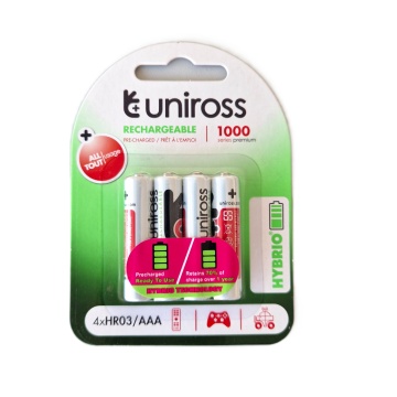 Комплект от 4 батерии Uniross AAA 1.2V 1000mAh - Img 7