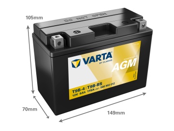 Мото батерия AGM 12V 8Ah Varta Powersports T9B-4 / 508902012