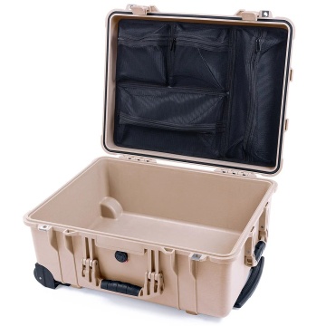 Troler rigid Peli Protector Large Case 1560 Bej cu lid organizer