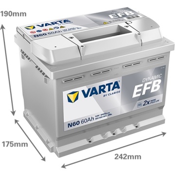 Varta Dynamic EFB 60Ah 640A N60 autó akkumulátor 560500064