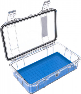 Casetă de protecție Peli Micro Case M60 (S.U.A.) cu taviță din cauciuc detașabilă albastră