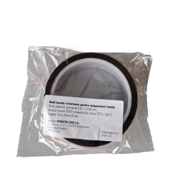 Banda izolatoare poliamida 20mm x 33m 4000V (tip Kapton) în pachet