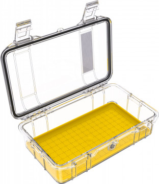 Casetă de protecție Peli Micro Case M60 (S.U.A.) cu taviță din cauciuc detașabilă galbenă