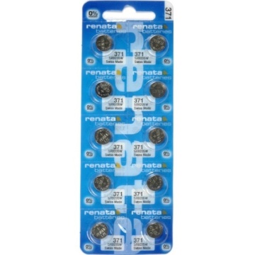 Set de 10 baterii de ceas Renata 371 AG6 cu oxid de Argint în blister