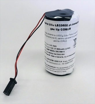 Baterie Saft LS33600 cu tensiune nominală de 3.6 V și capacitate nominală de 17000 mAh pentru corector de gaz Corus