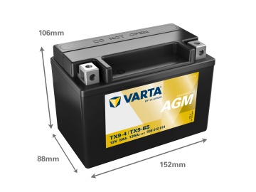 Moto Battery AGM 12V 8Ah Varta Powersports TX9-4 / 508012014