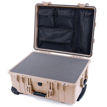 Troler rigid Peli Protector Large Case 1560 Bej cu lid organizer