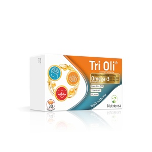 Tri Oli - supliment alimentar cu acizi grași Omega-3, vitamina E, coenzima Q10 și licopen, 30 capsule moi