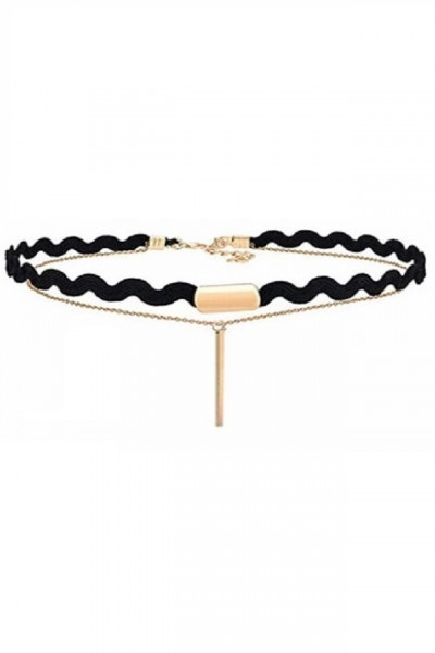 Choker Fashion Black Duble - Colier elegant pentru gat - Black Delux