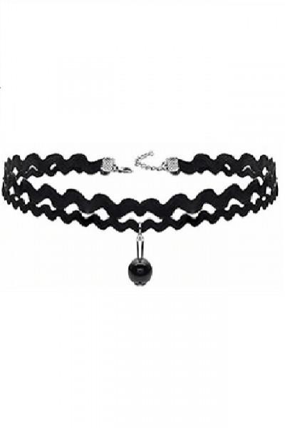 Choker Fashion cu margea Black - Black Delux