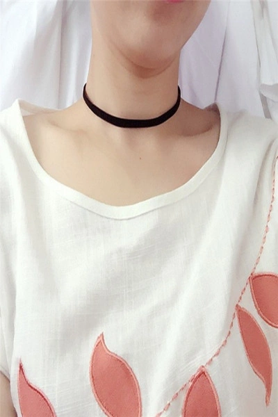 Choker Fashion Slim Band Black - Colier elegant pentru gat - Black Delux