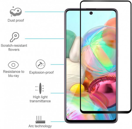 Folie de sticla Samsung Galaxy A71, 5D FULL GLUE Negru