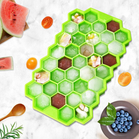 Forma cuburi de gheata Fagure Hexagon din silicon - potrivita si pentru uz profesional, Verde - Img 6