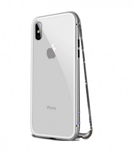 Husa Apple iPhone 7 PLUS Magnetica 360 grade Argintiu, Perfect Fit cu spate de sticla securizata premium + folie de sticla pentru ecran gratis - Img 5