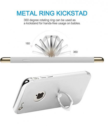 Husa Apple iPhone SE2, Elegance Luxury 3in1 Ring Argintiu