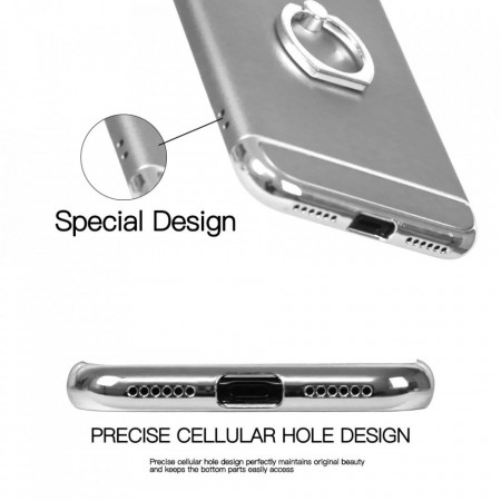 Husa Apple iPhone X, Elegance Luxury 3in1 Ring Argintiu - Img 2