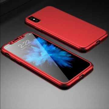 Husa Apple iPhone X, FullBody Elegance Luxury iPaky Rosu, acoperire completa 360 grade cu folie de sticla gratis - Img 2
