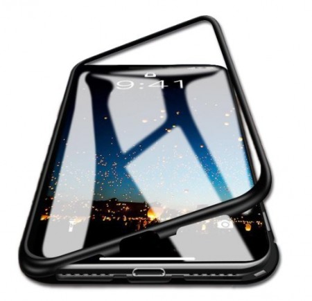 Husa Apple iPhone XS MAX Magnetica 360 grade Negru, Perfect Fit cu spate de sticla securizata premium + folie de sticla pentru ecran gratis - Img 2