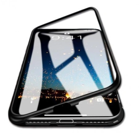 Husa Apple iPhone XS MAX Magnetica 360 grade Negru, Perfect Fit cu spate de sticla securizata premium + folie de sticla pentru ecran gratis - Img 2