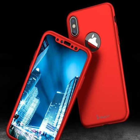 Husa de protectie pentru Apple iPhone XS MAX, iPaky Pro Rosu Original Case, acoperire completa 360 grade cu folie de protectie gratis - Img 2
