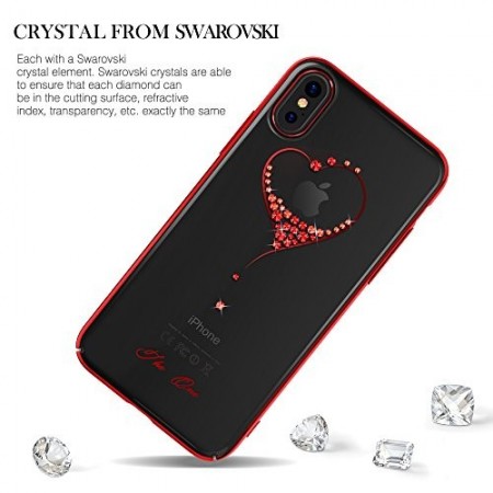 Husa Kingxbar pentru Apple iPhone X design Cristale Swarovski - Red - Img 4