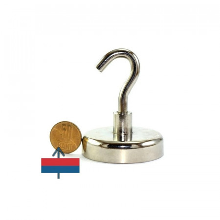 Magnet neodim oală D60 mm cârlig inelar Magnet fishing 110 Kg forta - Img 2