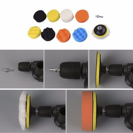 Polish auto profesional - Kit10 piese + adaptor bormasina , taler M14 - Bureti cu diferite clase de abraziune