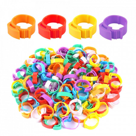 Set 100 inele cleme clipsuri de plastic ajustabile, porumbei sau alte pasari